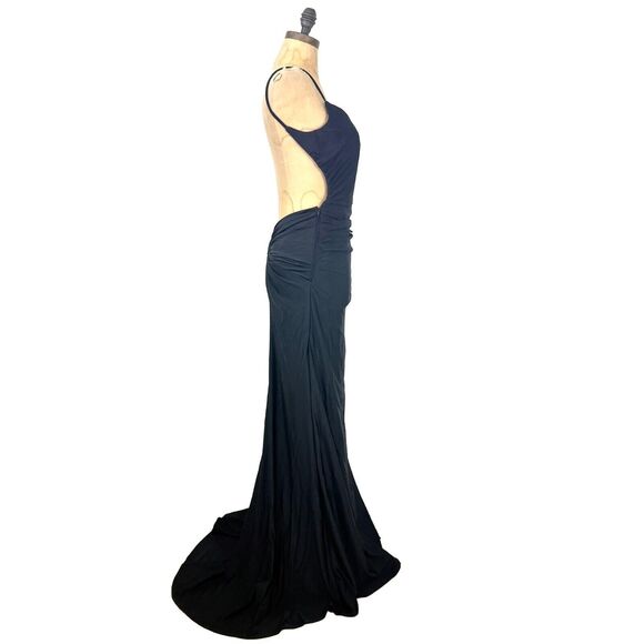 LA FEMME Style #28287 Open Back Gown 8 Black Evening Dress Sexy Prom Formal B54 - Picture 2 of 8